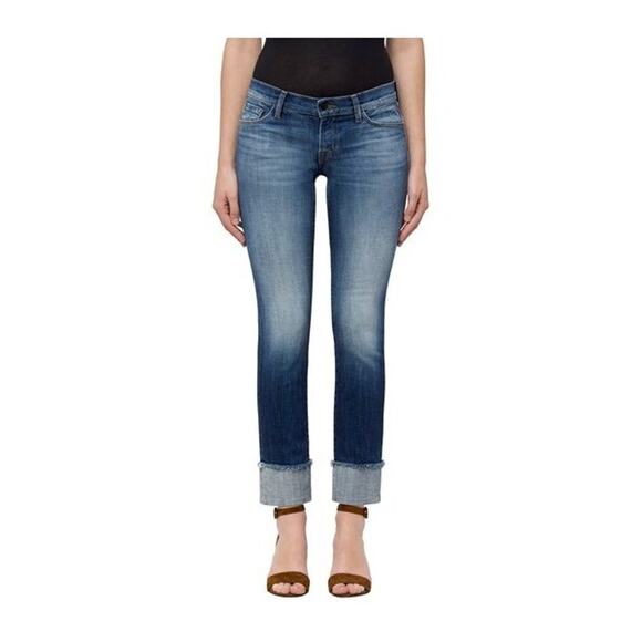 J Brand Jasper Hipster Low Rise Denim Raw Hem Cuffed Straight Leg Jeans Blue 26 - Picture 1 of 10